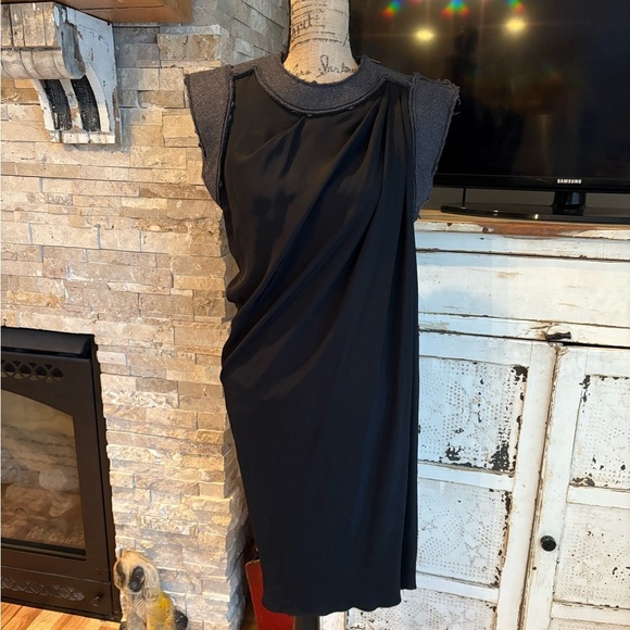 Bottega Veneta black sleeveless dress wool “shoulder pads” lined sheer bodysuit - Picture 1 of 16